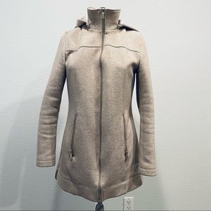 Calvin Klein Hooded Long Zip Up Jacket Beige